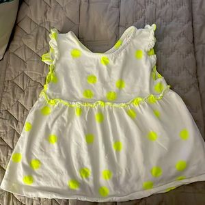 Zara toddler girl top! Off white work Neón hello dots